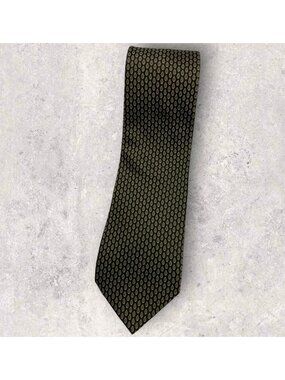 AQUASCUTUM Silk Tie USA Black Blue Yellow Drop W:3.7" EUC